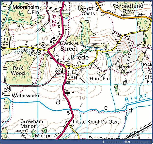 Brede Village - 3Km square